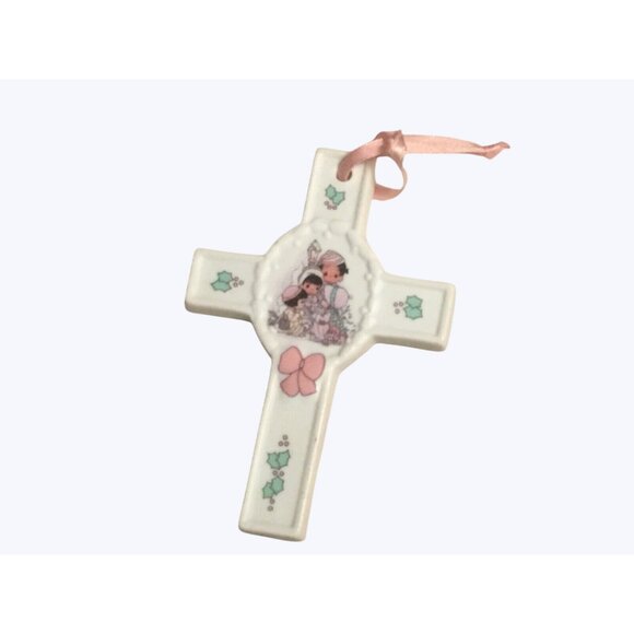 Precious Moments 1991 Cross Ornament Peace On Earth Porcelain Made In China - Picture 1 of 4